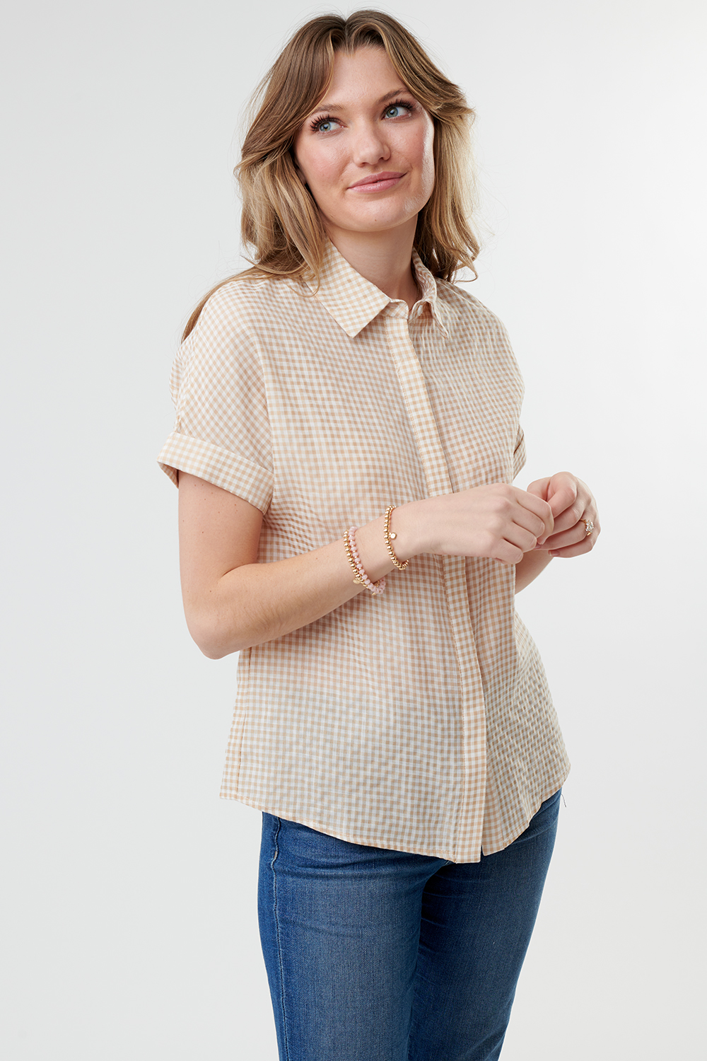 Collar Neck Cuffed Sleeve Top Sweet Salt Modest Clothing